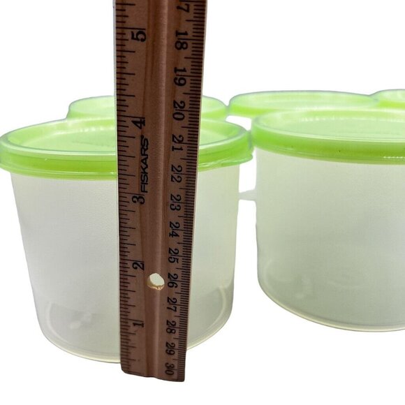 Vintage Tupperware Clear Containers 250 Green Lids NOS 2-1/2 Cups Set of 6 - Picture 4 of 10